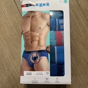 5 Pack PAPI Men M Microfiber Logo Waistband Low Rise Briefs Blues Small 28-30